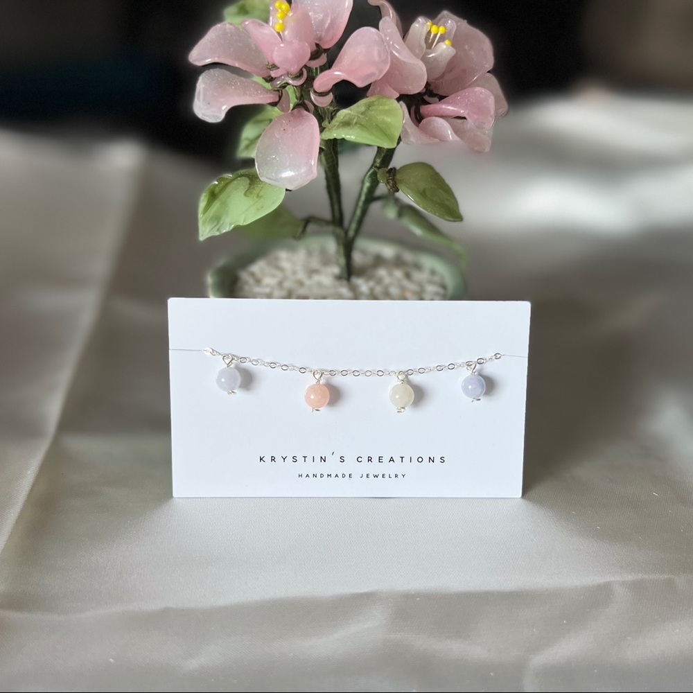 925 Silver🌟Morganite Drop Bead Bracelet - Handmade